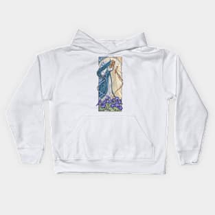 Lady of September with Sapphire and Morning Glories Celestial Moon and Sun Goddess Mucha Inspired Birthstone Series Kids Hoodie